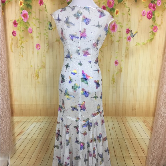 Vintage Dresses & Skirts - Vintage Sheer Foil Butterfly Fantasy Dress